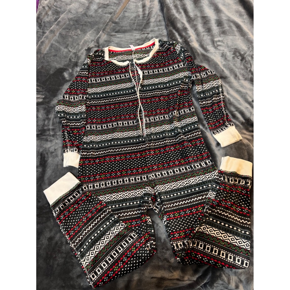 Xhilaration Womens Christmas Velvet Footless One Piece Pajamas Fair Isle XL/XXL